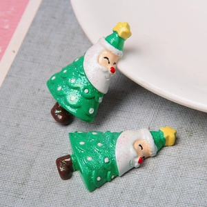 Christmas tree and Santa Claus resin charms with glitter detail for DIY crafts and decor