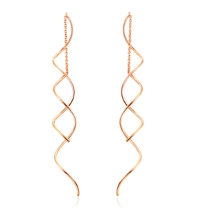 Copper S-Shaped Long Tassel Ear Threads Wave Spiral Earrings With Stainless Steel Post For Women Korean Style Jewelry