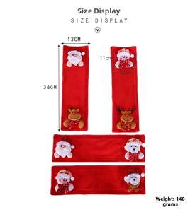 Detail of Christmas appliance handle covers with Santa and reindeer plush figures