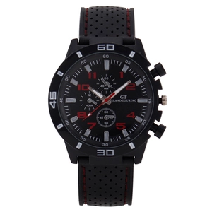Men Sports Watch M0668 Quartz Movement Silicone Strap Plastic Case Decorative Multi-Dial Fashion Wristwatch