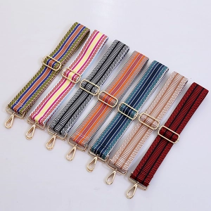 Adjustable colorful wide shoulder straps for crossbody bags with gold metal buckles