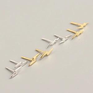 Minimalist 925 Sterling Silver Lightning Bolt Stud Earrings For Women Shiny Gold Silver Plated Tiny Thunder Bolt Geometric Jewelry