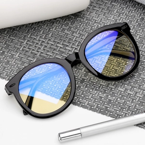 Occhiali Montatura Rotonda In Plastica PC Con Protezione Luce Blu Retro Nero Lucido Occhiali Alla Moda Per Donna Uomo