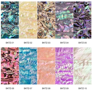Natural abalone shell nail art stickers set with 10 iridescent colors in 3D effect