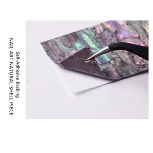 Self-adhesive natural shell nail art stickers with iridescent 3D texture and opal finish