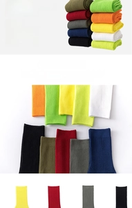 Detailed close-up of ribbed texture and multi-color cotton crew socks in vibrant tones
