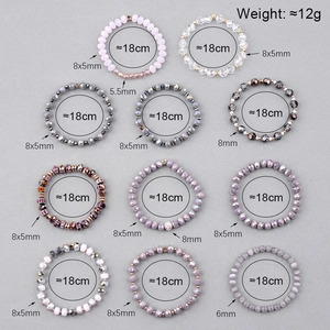 Natural amethyst and crystal beaded bracelets set with 18cm elastic cord for women