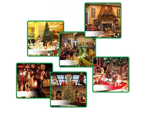 Detailed view of various Christmas decoration applications for homes and shopping malls