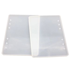 Translucent A6 silicone notebook cover molds for DIY resin casting with 6-hole design