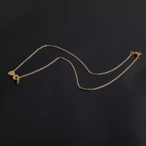 Gold stainless steel heart pendant necklace with thin chain and lobster clasp