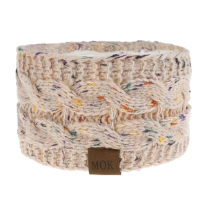 Détail du bandeau en tricot MOK doublé polaire avec motif torsadé coloré
