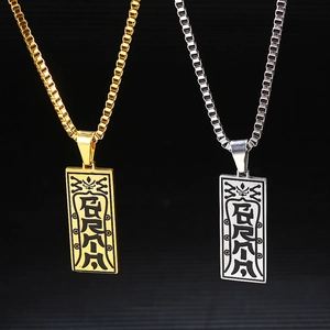 Titanium steel Taoist talisman pendant necklaces in gold and silver for men and women