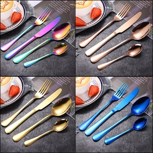 Stainless Steel Cutlery Knife Fork Main Spoon Tea Spoon Mirror Polished Colorful PVD Coating Flatware For Elegant Dining