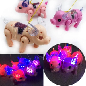 Maialino elettronico giocattolo con luci LED colorate e guinzaglio per il divertimento