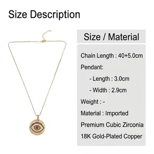 Gold-plated Evil Eye pendant necklace with sparkling micro-pave cubic zirconia stones