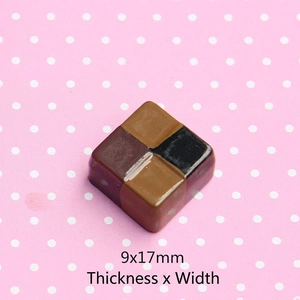 Miniature 9x17mm resin chocolate charm for DIY crafts with two-tone checkered pattern