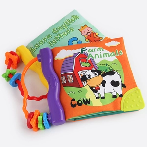 Baby early education cloth book set with Farm Animals and English Letters themes