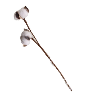 Handmade decorative cotton branch with two white bolls for creative home floral arrangements