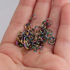 Rainbow rainbow plated stainless steel open jump rings for DIY jewelry making