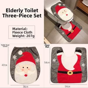 Set copriwater e tappetino Babbo Natale in tessuto spazzolato 42x36cm