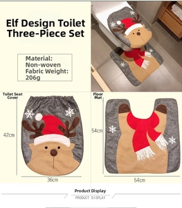Copriwater di Babbo Natale e set di tappetini con dimensioni e ricami natalizi curati