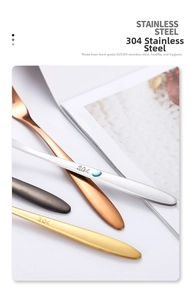 Detail of 304 stainless steel forks in gold, silver, rose gold and black finish