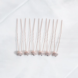 Set di 6 forcine da sposa oro rosa con sfere di strass scintillanti per acconciature