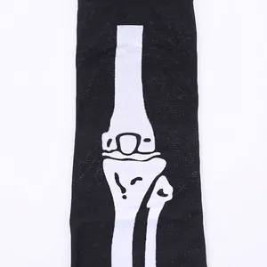 Halloween skeletal bone print over-the-knee long stockings in black and white style