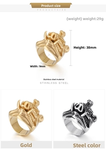 Detailed technical drawing of wild boar steel ring with dimensions 38mm height and 29g weight