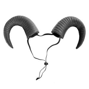 Realistic black ox horns headpiece for Halloween cosplay with adjustable elastic strap