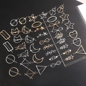 Collection de barrettes à cheveux géométriques minimalistes en alliage doré et argenté