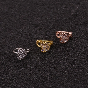 Sparkling zircon heart-shaped piercing earrings in silver, gold, and rose gold finishes