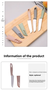 Macro detail of portable stainless steel fruit knives with ventilated protective sheaths