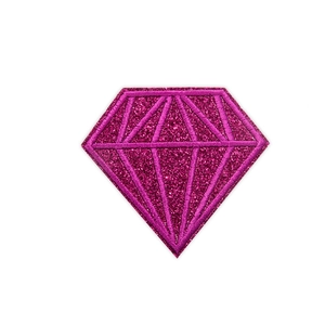 Pink diamond-shaped embroidered sequin patch for garment decoration and DIY crafts