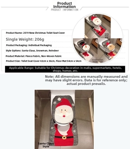 Dettagli del set per WC di Babbo Natale con specifiche e diagrammi delle dimensioni