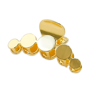 Minimalist geometric gold metal hair claw clip with circular disc design for women