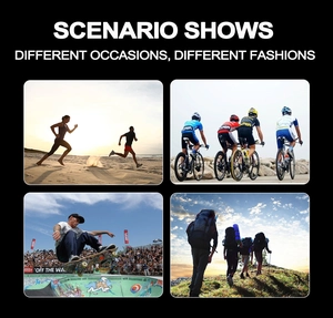 Collage showcasing sports lifestyle with watches for running, cycling and hiking activities