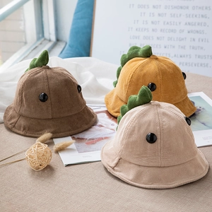 Süßer Kinder Cord Dinosaurier Anglerhut Weich Warm Winter Herbst Sonnenhut Für Kleinkinder Jungen Mädchen Cartoon Outdoor Fischerhut