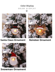 Glow-in-the-dark Christmas wooden ornaments featuring Santa, snowman, and reindeer figures