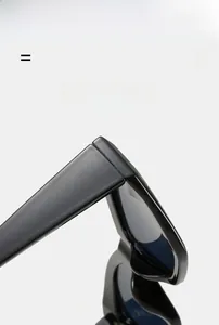 Detail of lightweight elastic black square sunglasses frame with high gloss texture