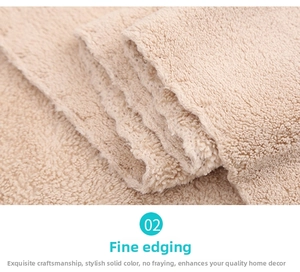 Detail view of thickened coral fleece towel showing fine stitching and soft texture