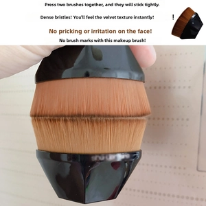 Detail of high-density synthetic bristles on a 55 petal-shaped foundation brush