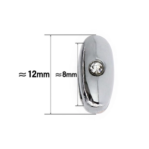 Perla ovale argento 8mm con zircone brillante per accessorio bracciale personalizzato