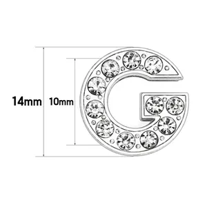 10mm Chrome Letter G Charm with White Rhinestones for DIY Personalized Bracelet Making