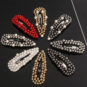 Elegant Water Drop Snap Hair Clip With Faux Artificial Pearl And Metal Beads For Women Korean Style Side Hairpin