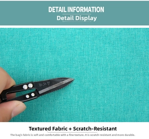 Macro detail of tear-resistant turquoise fabric showing scratch resistance on backpack