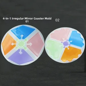 Detailed top view of 4-in-1 irregular silicone molds for resin coasters and DIY crafts