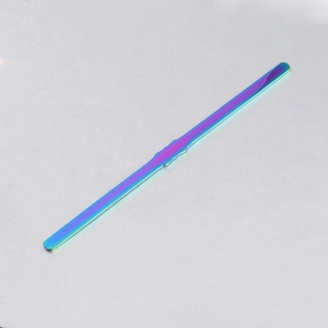 Macro shot of 8mm rainbow mirror finish stainless steel DIY bracelet bar with wave texture