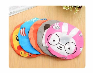 Waterproof cartoon shower caps for women in various colors and cute animal patterns
