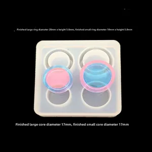 Detail of DIY silicone mold for resin rings with size specifications in millimeters